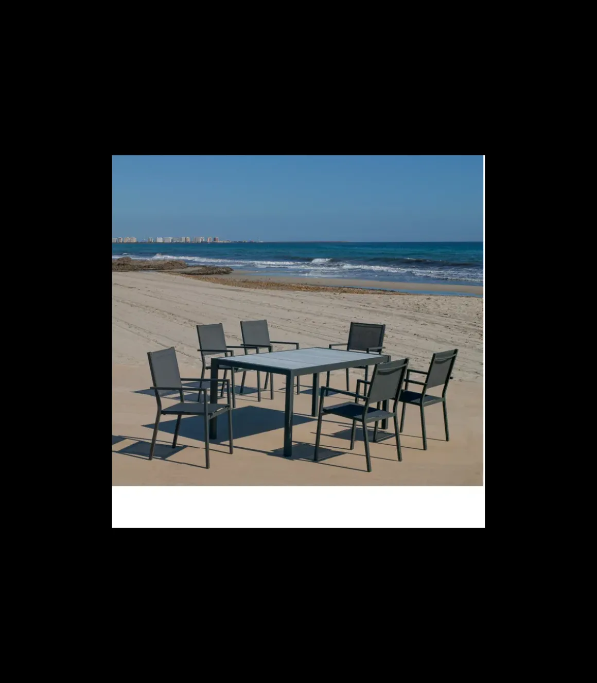Conjunto terraza jardín mesa + 4 sillones aluminio blanco Palermo 160/4 Córcega