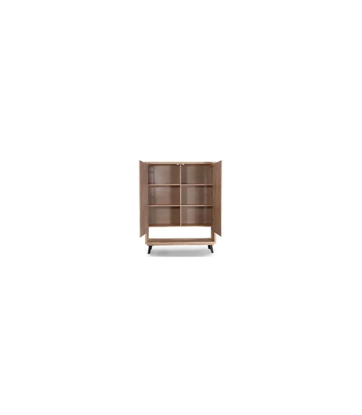 Consola alta Berg 2 puertas acabado roble nordish/negro, 120m(ancho) 156cm(altura) 40cm(fondo)