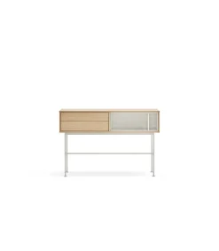 Consola modelo Yoko 2 cajones acabado roble/crema, 120cm(ancho) 80cm(alto) 35cm (fondo)