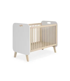 Cuna infantil Francia acabado blanco/cera blanca, 96cm(alto) 68cm(ancho) 126.8cm(fondo)