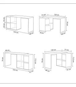Escritorio Adapta con buc de 2 puertas y 2 huecos reversible acabado blanco 74 cm(alto)120 cm(ancho)77 cm(fondo)