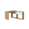 Escritorio con estantería reversible Gema en blanco artik y roble nordi 72,5 cm (alto) x 112 cm (ancho) x 144 cm (prof.)
