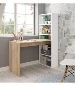 Escritorio con estanteria Boston en cambrian y blanco 144 cm(alto)120 cm(ancho)53 cm(largo)