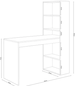 Escritorio con estanteria Boston en cambrian y blanco 144 cm(alto)120 cm(ancho)53 cm(largo)