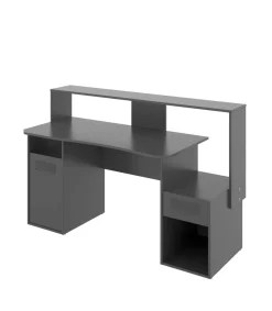 Escritorio gaming Fosk acabado grafito 84/97 cm(alto)153,5 cm(ancho)62/69 cm(fondo)