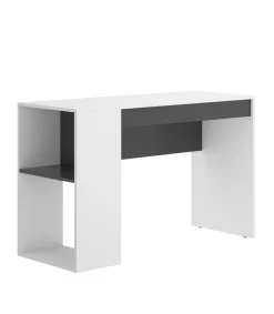 Escritorio Navas con estante y 1 cajon en blanco-grafito 74 cm(alto)115 cm(ancho)50 cm(fondo)