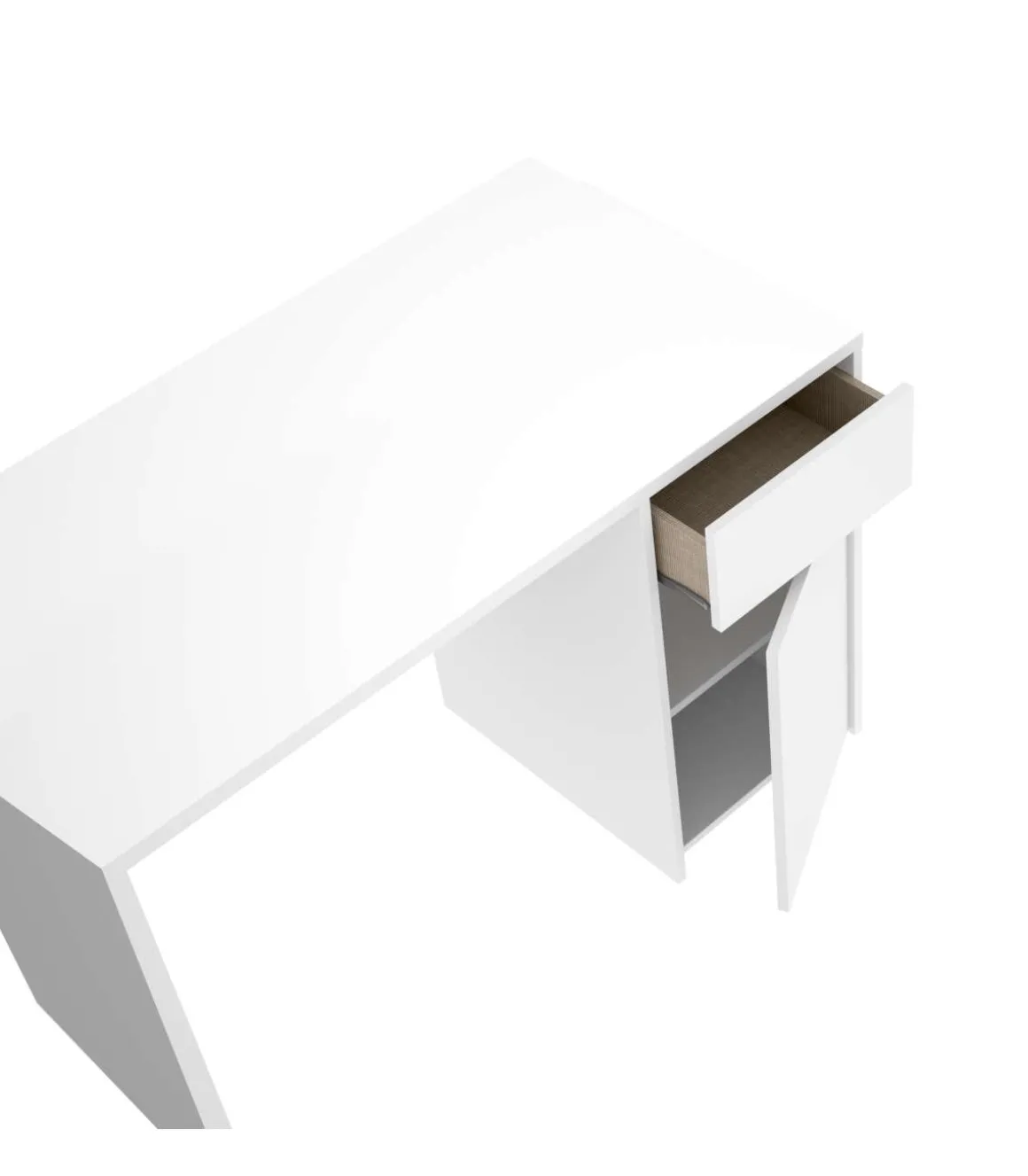 Escritorio Rocio con puerta + cajón acabado blanco, 74cm(alto) 110cm(ancho) 50cm(fondo)