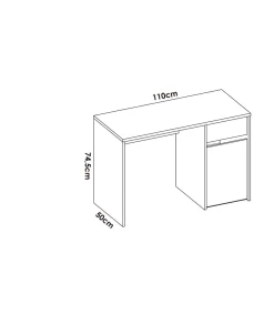 Escritorio Rocio con puerta + cajón acabado blanco, 74cm(alto) 110cm(ancho) 50cm(fondo)
