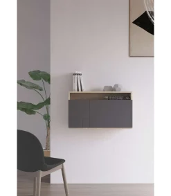 Escritorio suspendido modelo 628 color roble/grafito. 44x75x30 (alto x ancho x fondo)