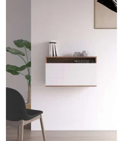 Escritorio suspendido modelo 628 color nogal/blanco. 44x75x30 (alto x ancho x fondo)