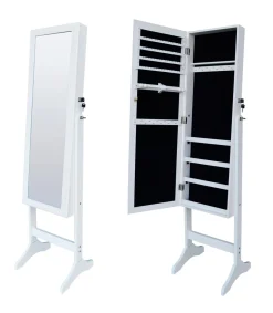 Espejo joyero acabado en blanco 155 cm(alto)36 cm(ancho)40 cm(fondo).