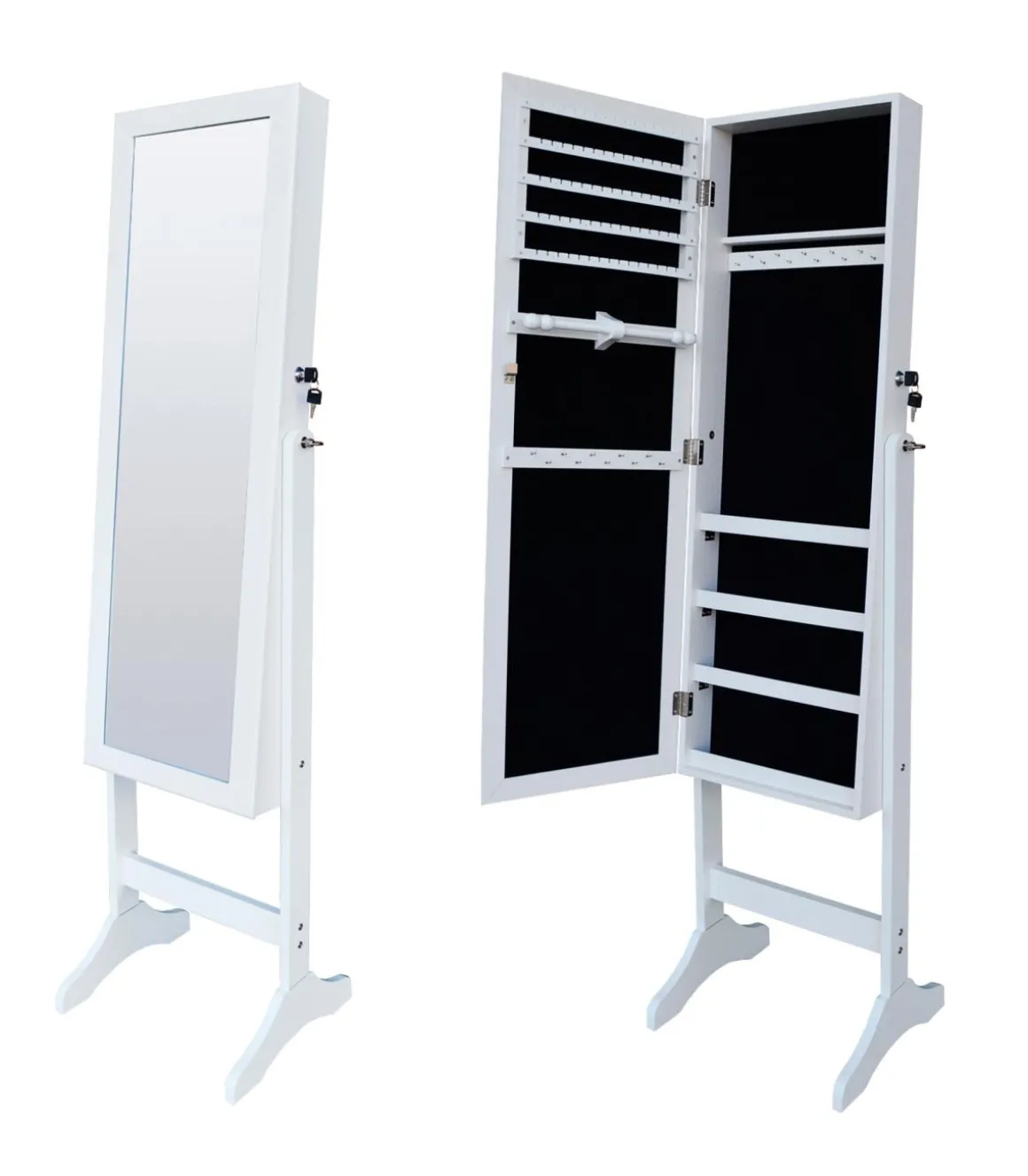 Espejo joyero acabado en blanco 155 cm(alto)36 cm(ancho)40 cm(fondo).