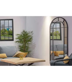 Espejo moderno tipo ventana con arco Dublín acabado marco negro, 80cm(ancho) 180cm(altura) 3.5cm(fondo)