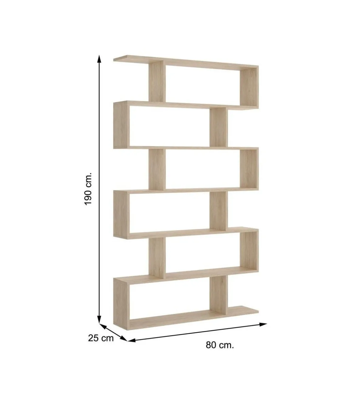 Estantería alta Ibros en natural 190 cm(alto)80 cm(ancho)25 cm(fondo).