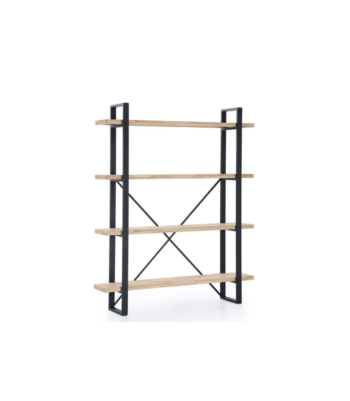 Estantería alta Plank acabado roble nordish/negro, 180cm(alto) 150cm(ancho) 35cm(largo).