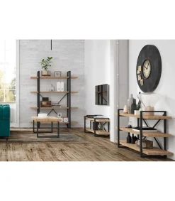 Estantería alta Plank acabado roble nordish/negro, 180cm(alto) 150cm(ancho) 35cm(largo).