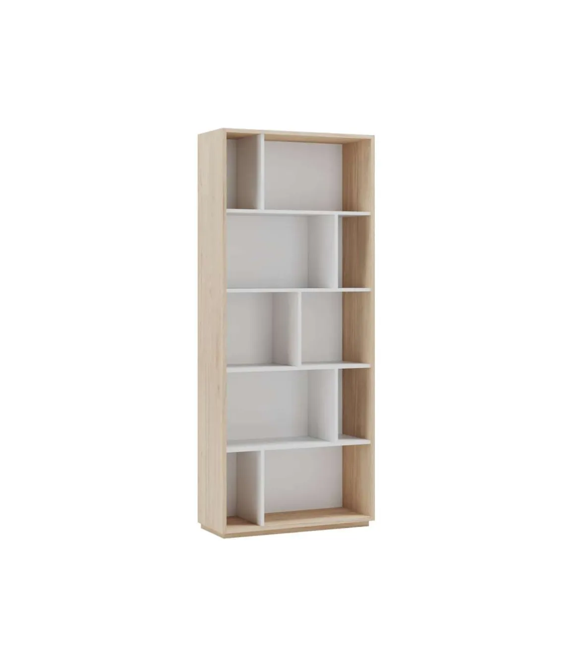 Estantería 5 alturas modelo 545 acabado roble claro/blanco. 191 cm(alto), 80 cm(ancho), 32 cm(fondo).