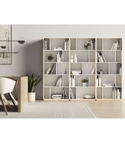 Estantería 5 alturas modelo 545 acabado roble claro/blanco. 191 cm(alto), 80 cm(ancho), 32 cm(fondo).
