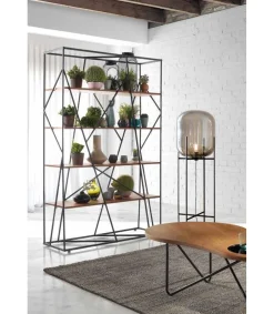 Estantería 4 baldas modelo Nereida acabado nogal, 110 x 40 x 180 cm (largo x ancho x alto)