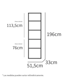 Estantería-3 cuatro estantes acabado roble gold, 196.5 cm(alto)51.5 cm(ancho)33 cm(fondo)..