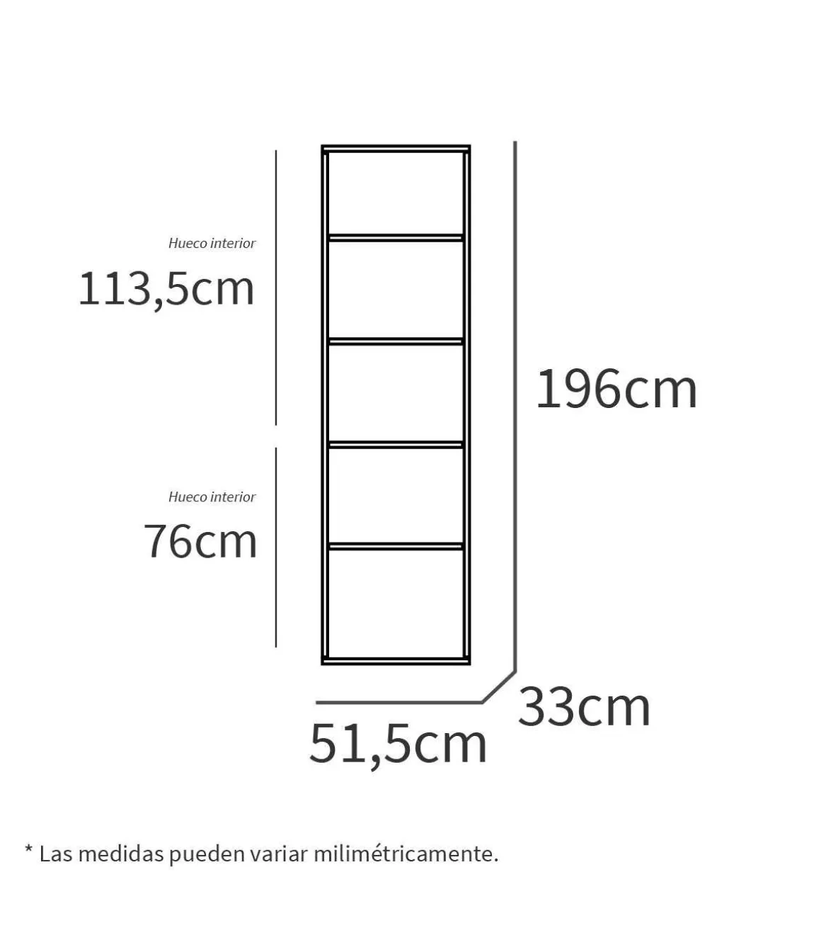 Estantería-3 cuatro estantes acabado roble gold, 196.5 cm(alto)51.5 cm(ancho)33 cm(fondo)..