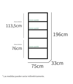 Estantería-2 cuatro estantes acabado roble gold, 196.5 cm(alto)75.5 cm(ancho)33 cm(fondo)..