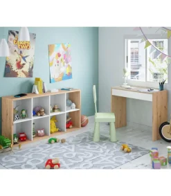 Estantería cubos acabado blanco artik/roble 137cm(alto) 71,5cm(ancho) 33cm(fondo).