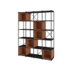 Estantería 5 cubos y estantes modelo Berta-140 acabado negro/terracota, 179cm(alto) 139.5cm(ancho) 39cm(largo).