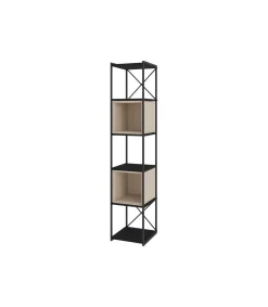 Estantería 2 cubos y estantes modelo Berta-36 acabado negro/crema, 179cm(alto) 36cm(ancho) 39cm(largo).