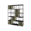 Estantería 5 cubos y estantes modelo Berta-140 acabado negro/verde, 179cm(alto) 140cm(ancho) 39cm(largo).