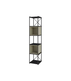 Estantería 2 cubos y estantes modelo Berta-36 acabado negro/verde, 179cm(alto) 36cm(ancho) 39cm(largo).