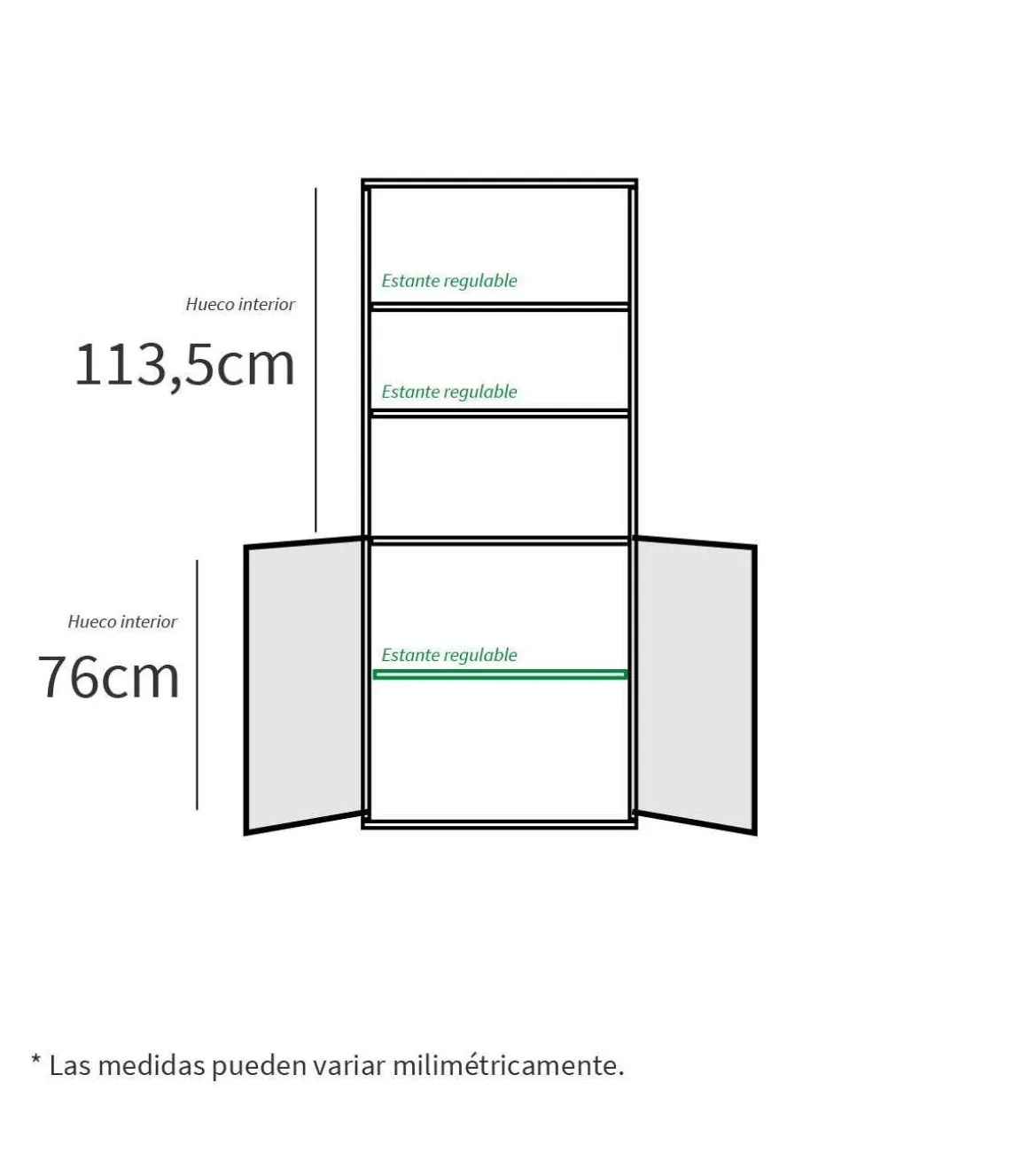 Estantería-1 dos puertas acabado roble cambrian, 196.5 cm(alto)75.5 cm(ancho)33 cm(fondo)..