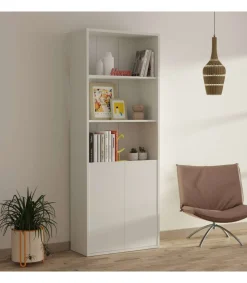 Estantería-1 dos puertas acabado blanco, 196.5 cm(alto)75.5 cm(ancho)33 cm(fondo)..