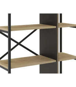 Estantería 5 estantes modelo Eva-87 acabado roble/negro, 175cm(alto) 87.5cm(ancho) 35cm(largo).