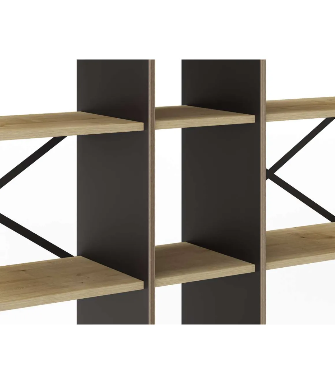Estantería 5 estantes modelo Eva-143 acabado roble/negro, 175cm(alto) 143.5cm(ancho) 35cm(largo).
