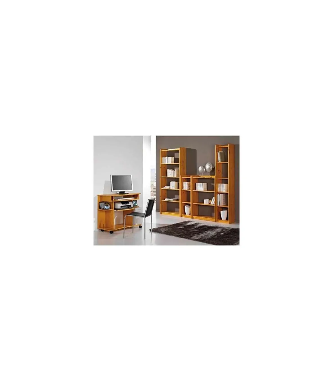 Estantería modelo Altea en acabado madera maciza de pino color miel 200 cm(alto)40 cm(ancho)28 cm(largo)