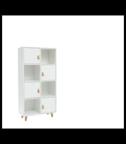 Estantería 4 puertas, 4 huecos acabado blanco, 119cm(alto) 60cm(ancho) 29cm(fondo). .