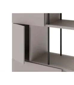 Estantería 5 puertas y estantes modelo Mallorca acabado crema/negro, 175cm(alto) 84cm(ancho) 34cm(largo).