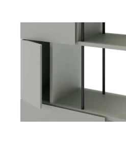 Estantería 5 puertas y estantes modelo Mallorca acabado verde/negro, 175cm(alto) 84cm(ancho) 34cm(largo).