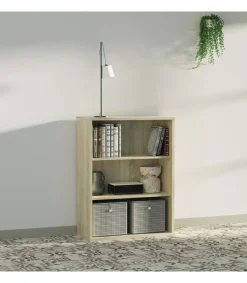 Estantería-4 tres estantes acabado roble cambrian, 99.5 cm(alto) 75.5 cm(ancho) 33 cm(fondo)..