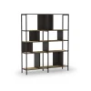 Estantería varios estantes modelo Amaya-144 acabado roble/negro, 175cm(alto) 144cm(ancho) 35cm(largo).