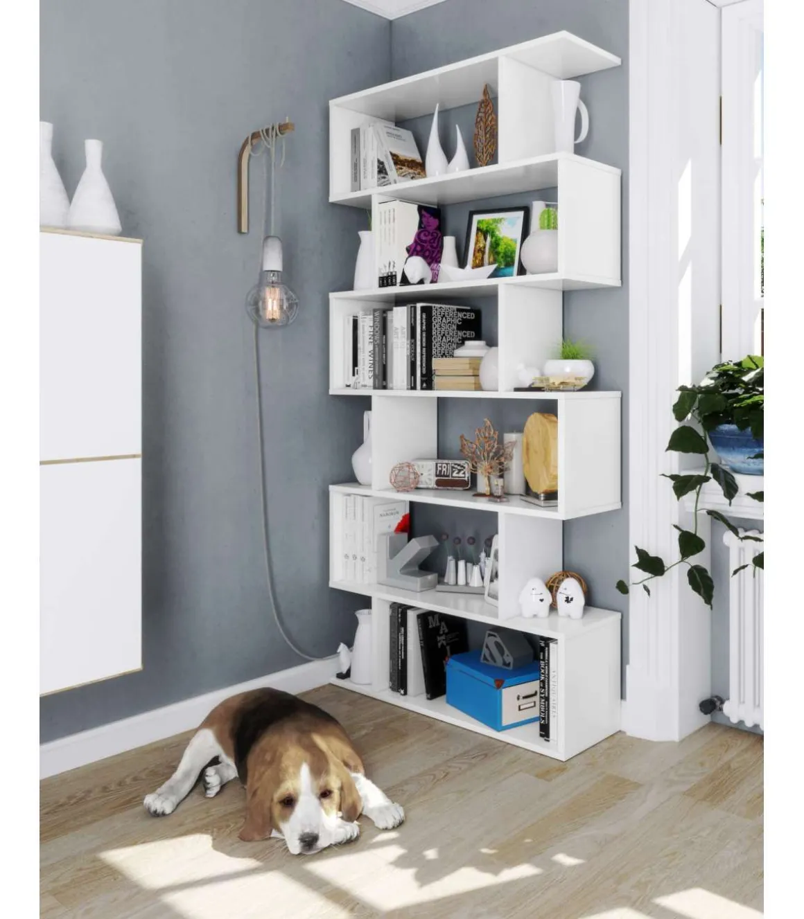 Estanteria alta Canton en blanco 192 cm(alto)80 cm(ancho)25 cm(fondo) .