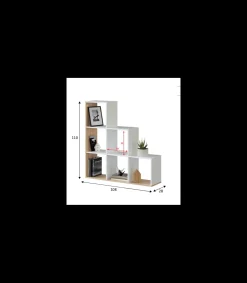 Estanteria baja Cantora en blanco artik y roble canadian, 110cm(alto) 108cm(ancho) 28cm(fondo) .