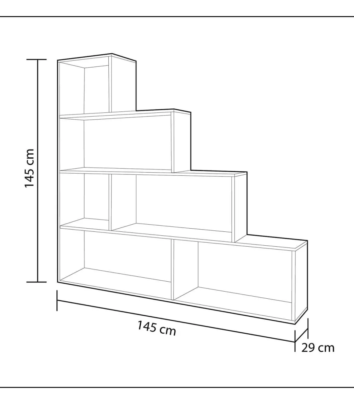 Estanteria baja Cantora en roble canadian, 145 cm(alto)145 cm(ancho)29 cm(fondo) .