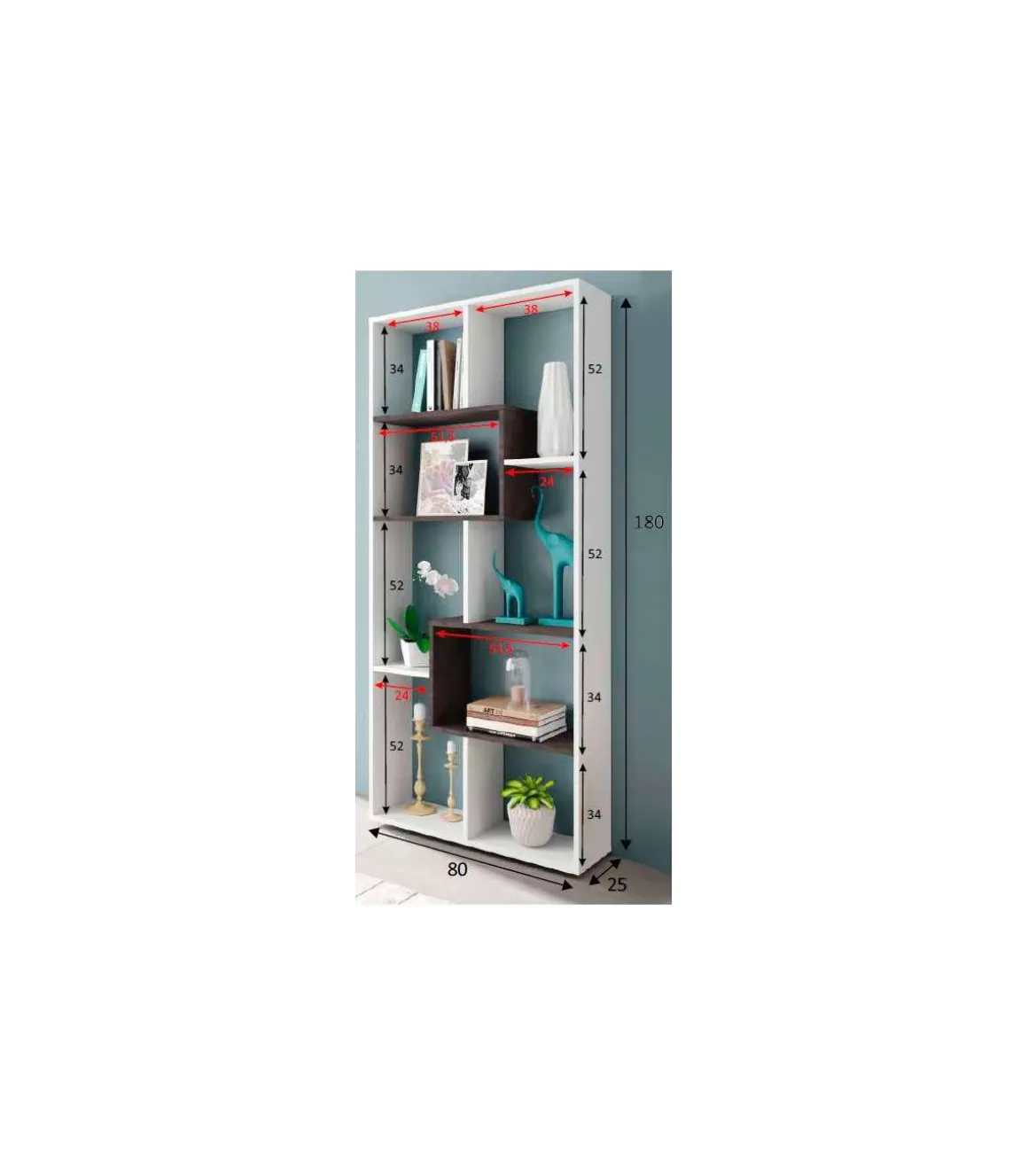 Estanteria para oficina o recibidores Doria. 180 cm(alto)80 cm(ancho)25 cm(fondo) .