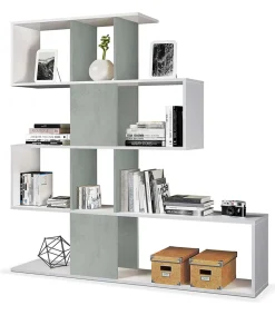 Estanteria Zig Zag en blanco artik y cemento 145 cm(alto)145 cm(ancho)28 cm(fondo) .