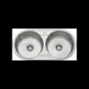 Fregadero de 2 senos en inox con orificio grifo de8444, 16cm(alto) 84cm(ancho) 44cm(largo)