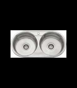 Fregadero de 2 senos en inox sin orificio grifo de8444, 16 cm(alto)84 cm(ancho)44 cm(largo)