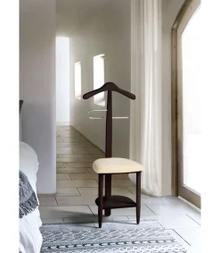 Galán 361 con asiento en beige herrajes cromado satinado lacado wengué, 105 cm(alto)45 cm(ancho)41 cm(largo)