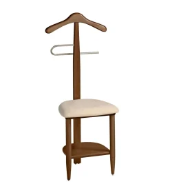 Galán 361 con asiento en beige herrajes cromado satinado lacado nogal, 105 cm(alto)45 cm(ancho)41 cm(largo)